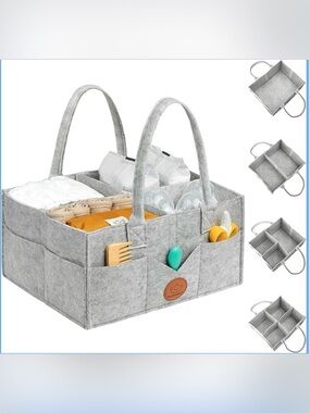 🆕 KeaBabies Felt Baby Diaper Caddy Organizer with Pockets&Handle